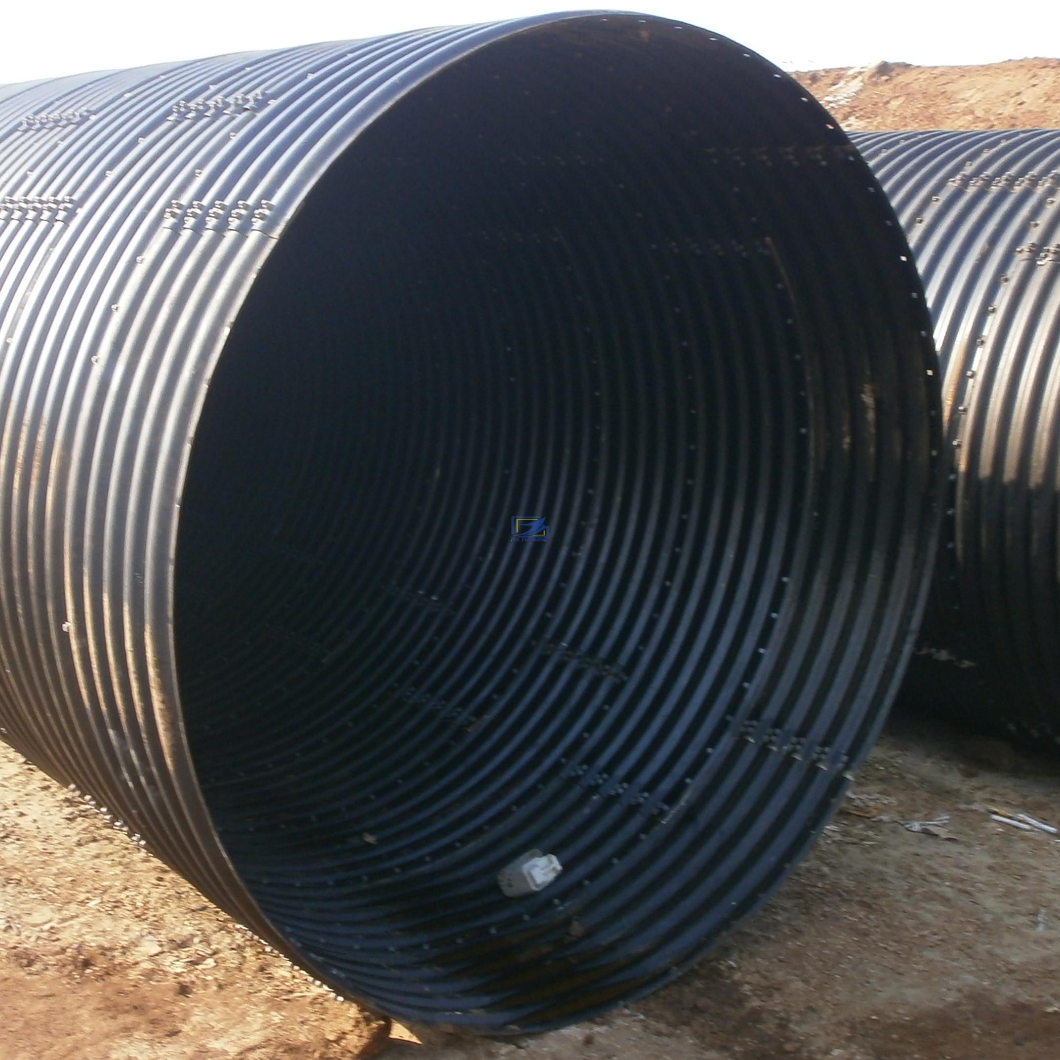 Big diameter corrugated metal culvert pipe assembled by structural plate